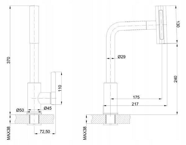 Invena Nelia, vysoká dřezová baterie, 4-funkční výtok, černá matná, INV-BZ-34-004-A