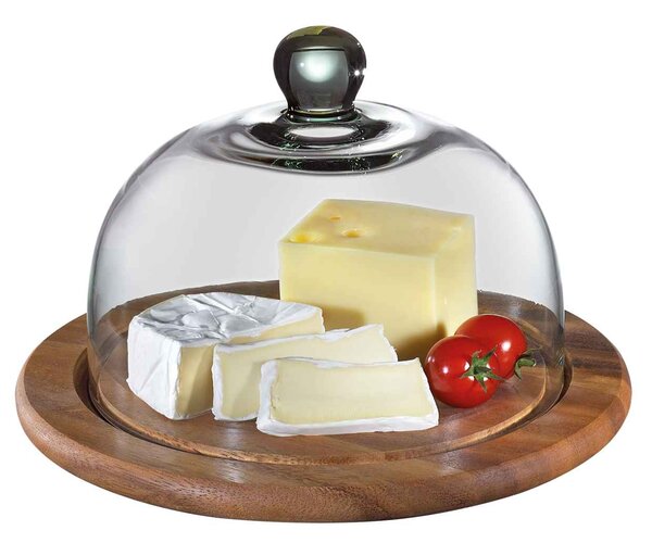 Prkénko na sýr se skleněným poklopem akácie 25 cm - Zassenhaus