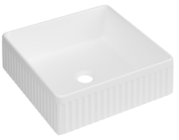 Invena Invena, čtvercové keramické umyvadlo 365x365x120 mm, bílá lesklá, INV-CE-63-K01-L