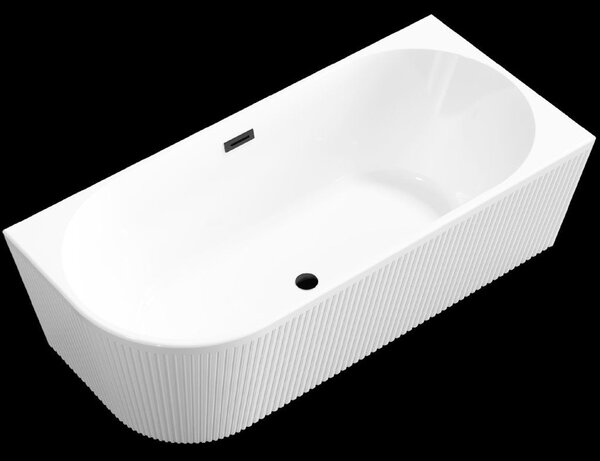Invena Invena, volně stojící vana 170x80x58 cm, pravá, bílá lesklá, černý přepad, INV-AN-02-14P-KPL