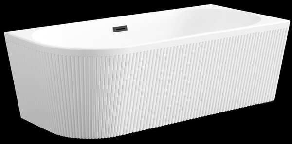 Invena Invena, volně stojící vana 170x80x58 cm, pravá, bílá lesklá, černý přepad, INV-AN-02-14P-KPL