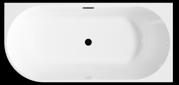 Invena Invena, volně stojící vana 170x80x58 cm, pravá, bílá lesklá, černý přepad, INV-AN-02-14P-KPL
