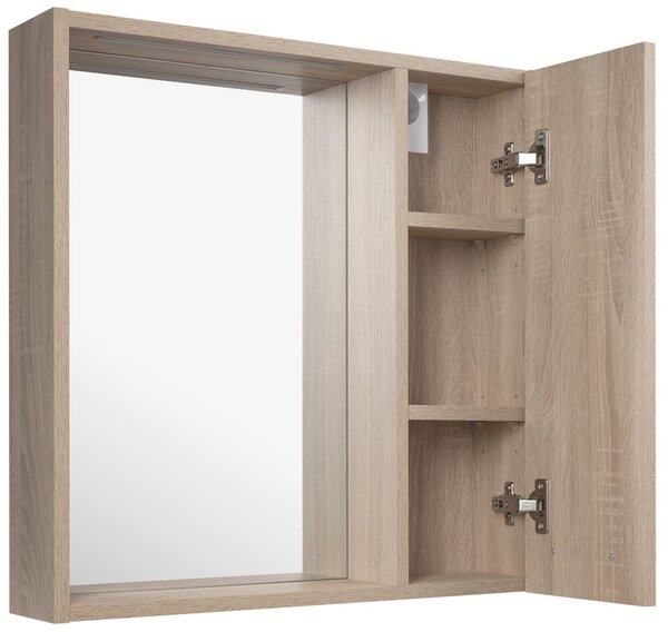 Aqualine Aqualine, ZOJA/KERAMIA FRESH STRIP galerka s LED osvětlením, 60x60x14cm, pravá, dub platin, 45028S