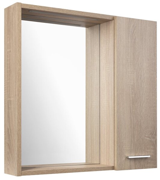 Aqualine Aqualine, ZOJA/KERAMIA FRESH STRIP galerka s LED osvětlením, 60x60x14cm, pravá, dub platin, 45028S