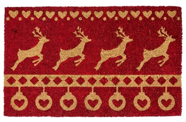 Hnědá kokosová rohožka s jelenem Nordic Christmas