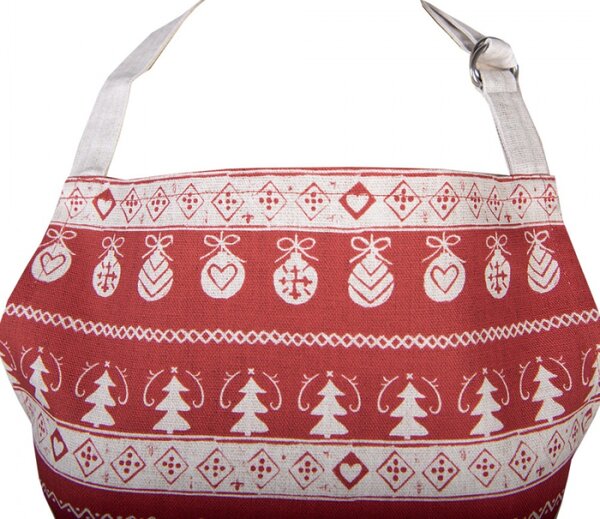 Červená bavlněná kuchyňská zástěra s jelenem Nordic Christmas – 70x85 cm