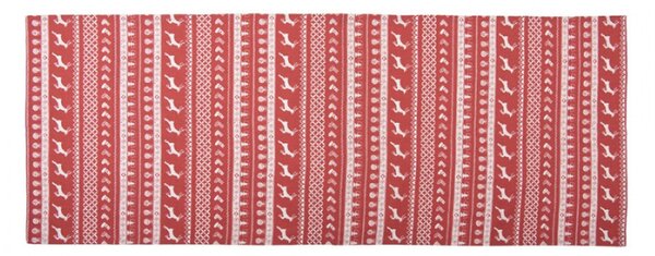 Červený bavlněný běhoun na stůl s jelenem Nordic Christmas – 50x140 cm