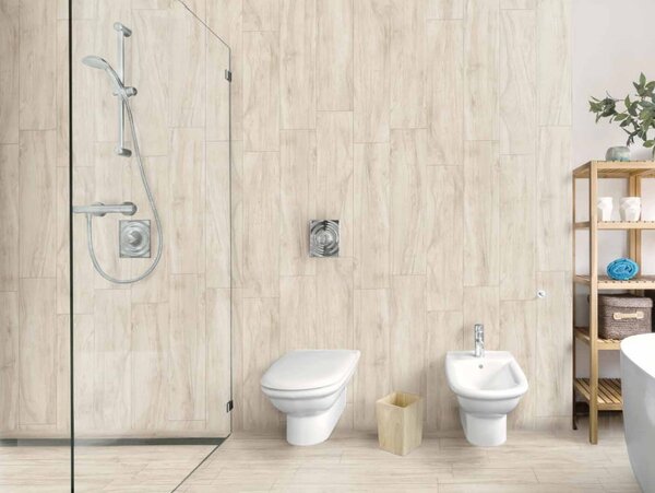 Dlažba kalibrovaná Decawood White Ivory 20x120 rect