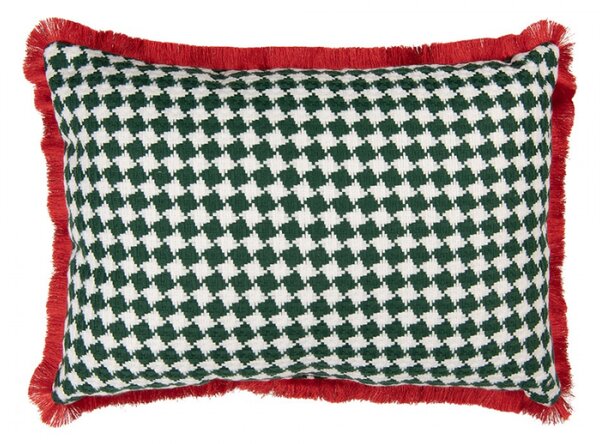 Červený dekorativní polštář s vánočním motivem – 50x30x4 cm