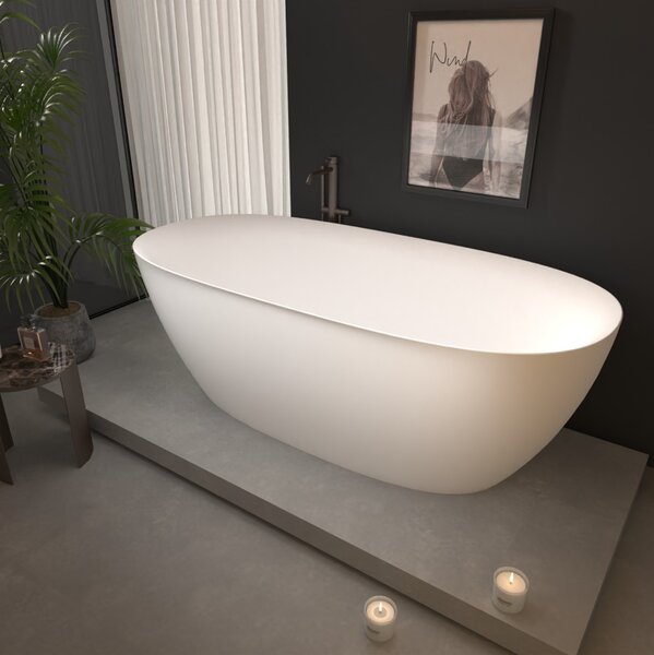 Erga Vienna, volně stojící vana 150x75 cm + odtoková zátka, bílá lesklá, ERG-VIENNA-150075-WH-WH