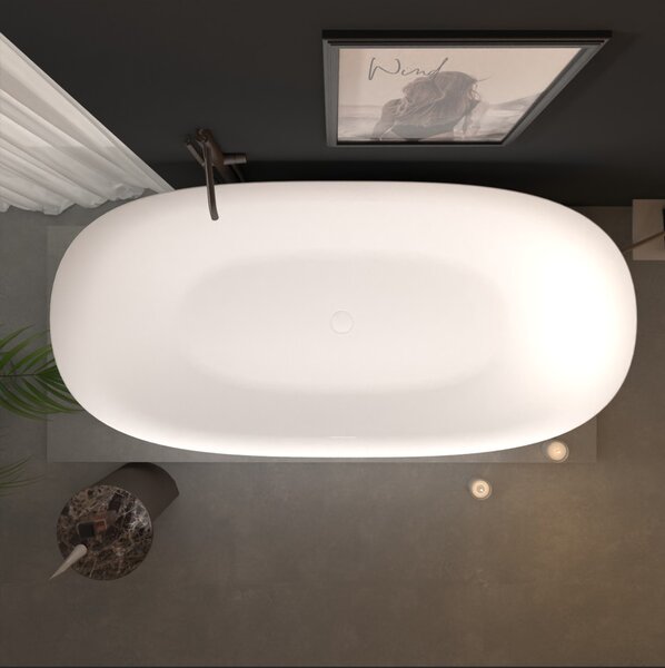 Erga Vienna, volně stojící vana 150x75 cm + odtoková zátka, bílá lesklá, ERG-VIENNA-150075-WH-WH