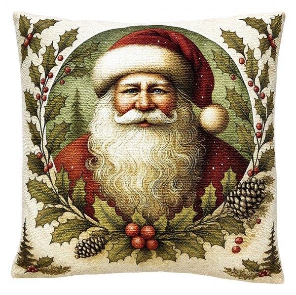 Béžový dekorativní polštář Santa Claus – 45x45 cm