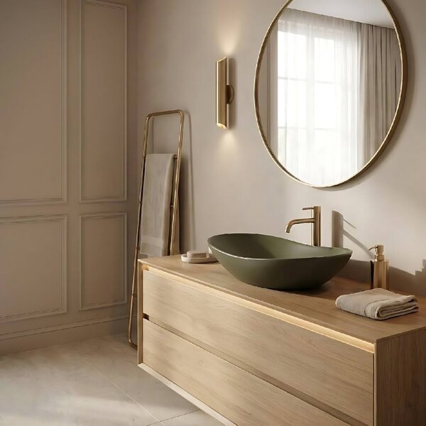 Rea Royal, umyvadlo na desku 615x355x155 mm, zelená matná, REA-U6372
