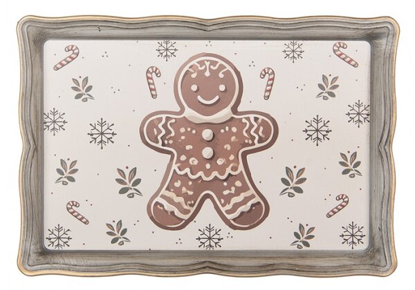 Béžový plastový podnos Classic Gingerbread Magic – 31x22x2 cm