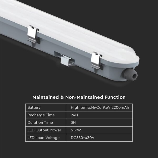 LED Technické zářiv svítidlo s nouz modul LED/36W/230V 6500K IP65 2200mAh 120 cm