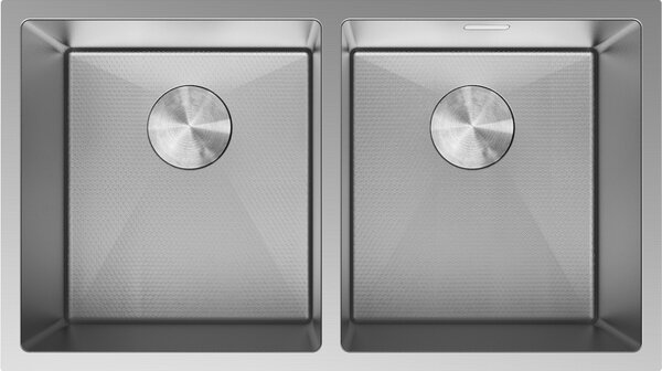 Mexen Binox, 2-komorový nerezový dřez 800 x 450 mm, broušená ocel, vzor voština, 6421802000-01HC