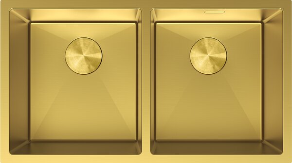 Mexen Binox, 2-komorový nerezový dřez 800 x 450 mm, broušená zlatá, 6421802000-55