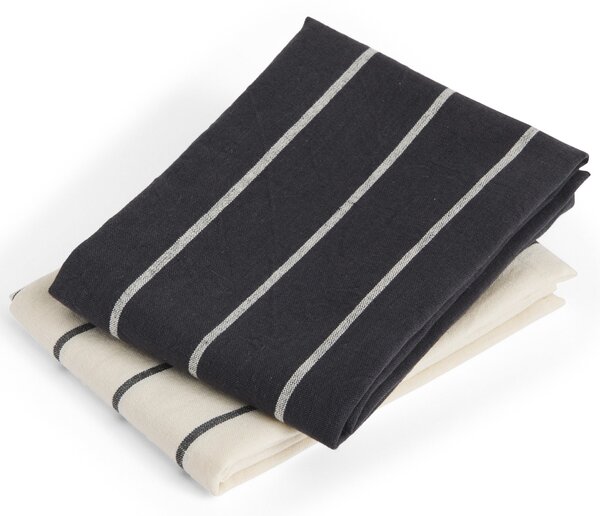 Utěrka Outdoor Market Black/Beige Stripes – set 2 ks
