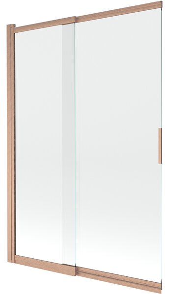 Mexen Fox, 2-křídlová posuvná vanová zástěna 120 × 150 cm, 5mm čiré sklo, měděný matný profil, 891-120-002-65-00