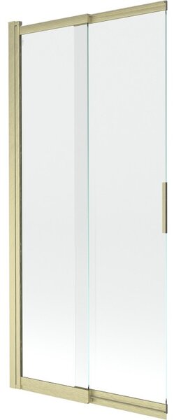 Mexen Fox, 2-křídlová posuvná vanová zástěna 85 × 150 cm, 5mm čiré sklo, zlatý matný profil, 891-085-002-55-00
