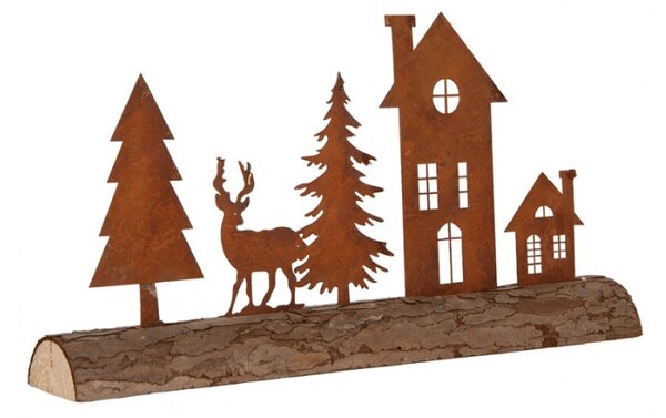 Hnědá kovová dekorativní figurka sob – 36x7x18 cm