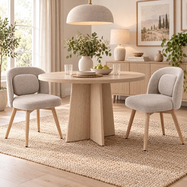 Sada dvou jídelních židlí, otočné o 360°, polstrované, vyrobené z dřeva
