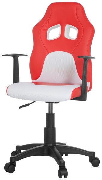 OTOČNÁ ŽIDLE PRO MLÁDEŽ, vzhled kůže, síťovina, červená, bílá MID.YOU - Online Only psací stoly & židle, Online Only
