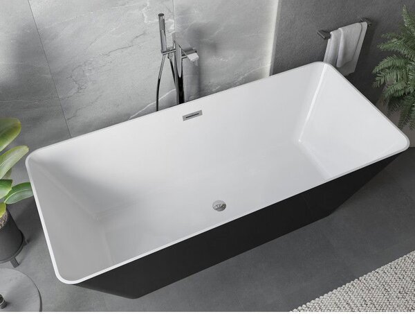 Mexen Velo Slim, volně stojící vana 170 × 75 cm, bílá-černá, 52811707575-SS