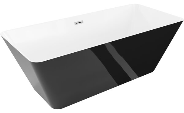 Mexen Velo Slim, volně stojící vana 170 × 75 cm, bílá-černá, 52811707575-SS
