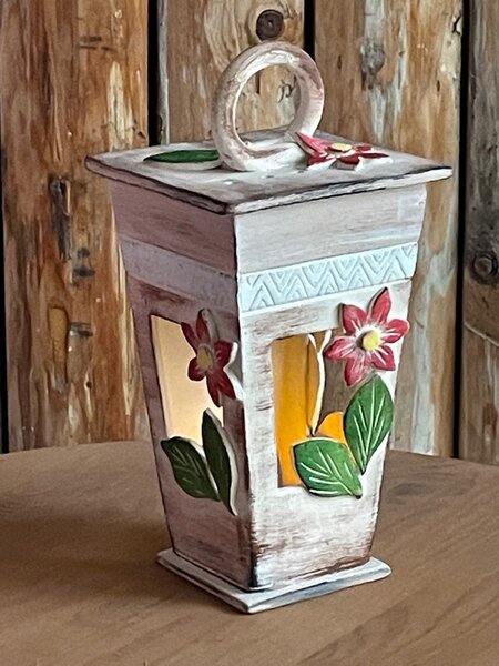 Keramická lampa na svíčku venkov