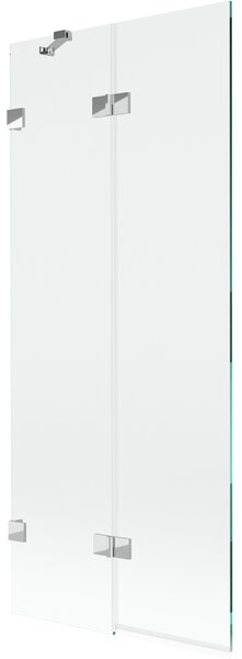 Mexen Lunar, 2-křídlová vanová zástěna levá 80 x 150 cm, čiré sklo, chromová, 897-080-100-01-00-L
