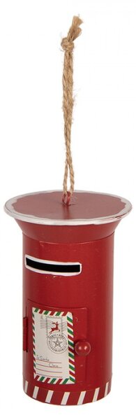 Červená kovová vánoční ozdoba poštovní schránka – 7x11 cm