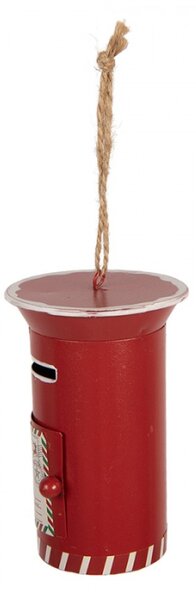 Červená kovová vánoční ozdoba poštovní schránka – 7x11 cm