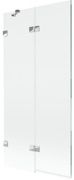 Mexen Lunar, 2-křídlová vanová zástěna levá 90 x 150 cm, čiré sklo, chromová, 897-090-100-01-00-L