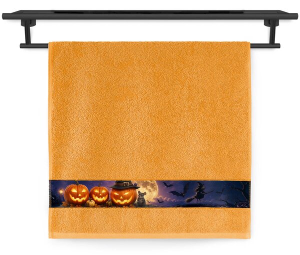 Ručník Veba NORA tisk Halloweenský večer oranžová Velikost: 50x100 cm