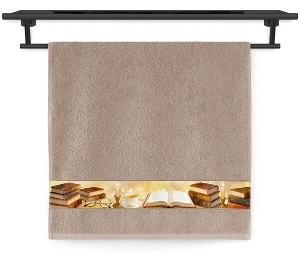 Ručník Veba NORA tisk Pro čtenáře nugátová Velikost: 50x100 cm