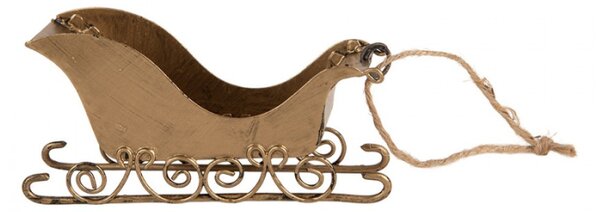 Kovová vánoční ozdoba sáně zlatá – 19x4x5 cm