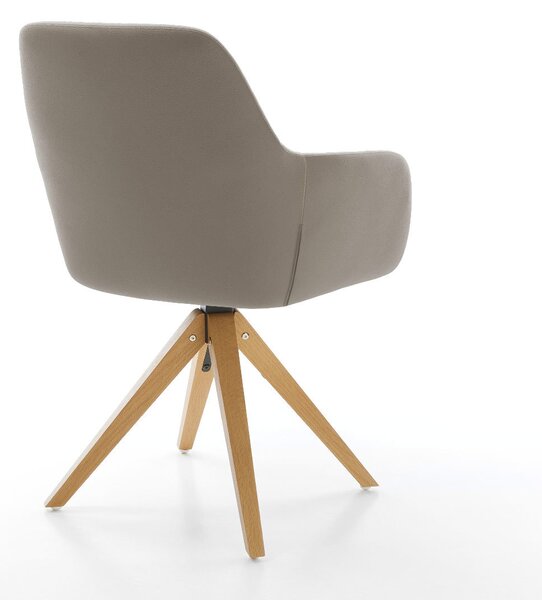 DELIFE Jídelní židle Pejo-Flex pravá kůže tmavě béžová dřevěná podnož hranatá přírodní taštičkové pružiny