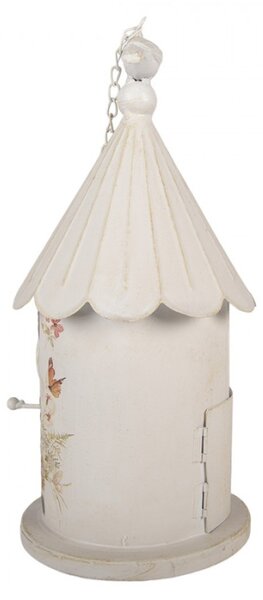 Béžová kovová ptačí budka – 19x40 cm