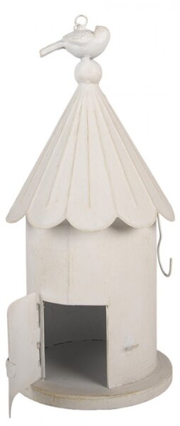 Béžová kovová ptačí budka – 19x40 cm