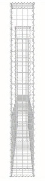 Ocelová gabionová konstrukce ve tvaru U, sloužící jako plot a zároveň zajišťující soukromí, s 3 ocelovými sloupky o rozměrech 260x20x150 cm