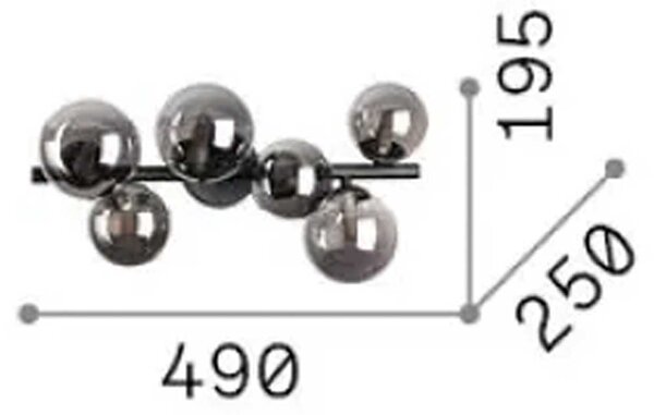 Ideal lux Perlage G9 stropní kruhové svítidlo Kouřová6 koulí