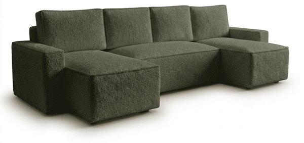 Rozkládací sedací souprava do U SMART BOUCLE 303x143 cm, tmavě zelená