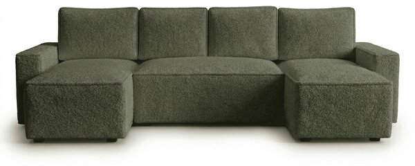 Rozkládací sedací souprava do U SMART BOUCLE 303x143 cm, tmavě zelená
