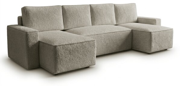 Rozkládací sedací souprava do U SMART BOUCLE 303x143 cm, šedobéžová