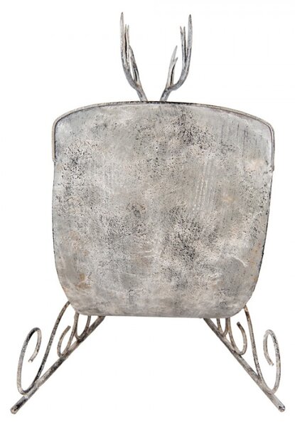 Šedé kovové dekorativní sáně jelen – 44x34x47 cm