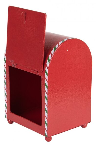 Červená kovová vánoční dekorace poštovní schránka – 14x13x19 cm