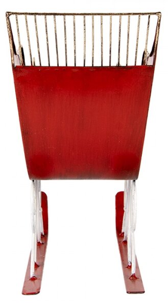 Červené kovové dekorativní sáně – 37x16x31 cm
