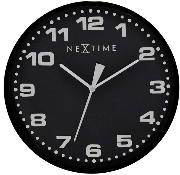 Nástěnné hodiny Dash Black 35 cm - NEXTIME (Designové nástěnné hodiny 3053zw Dash black 35cm - NEXTIME)