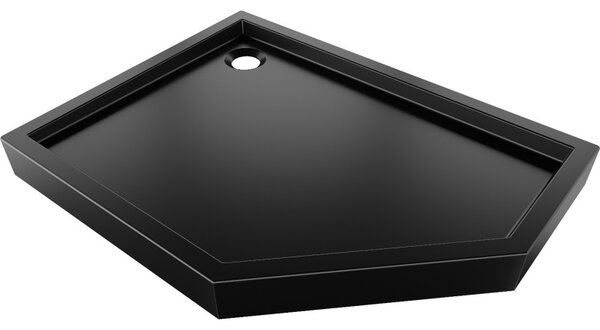 Mexen Flow+, pětiúhelníková sprchová vanička, levá, 90 x 80 cm, černá matná, 46P708090LH